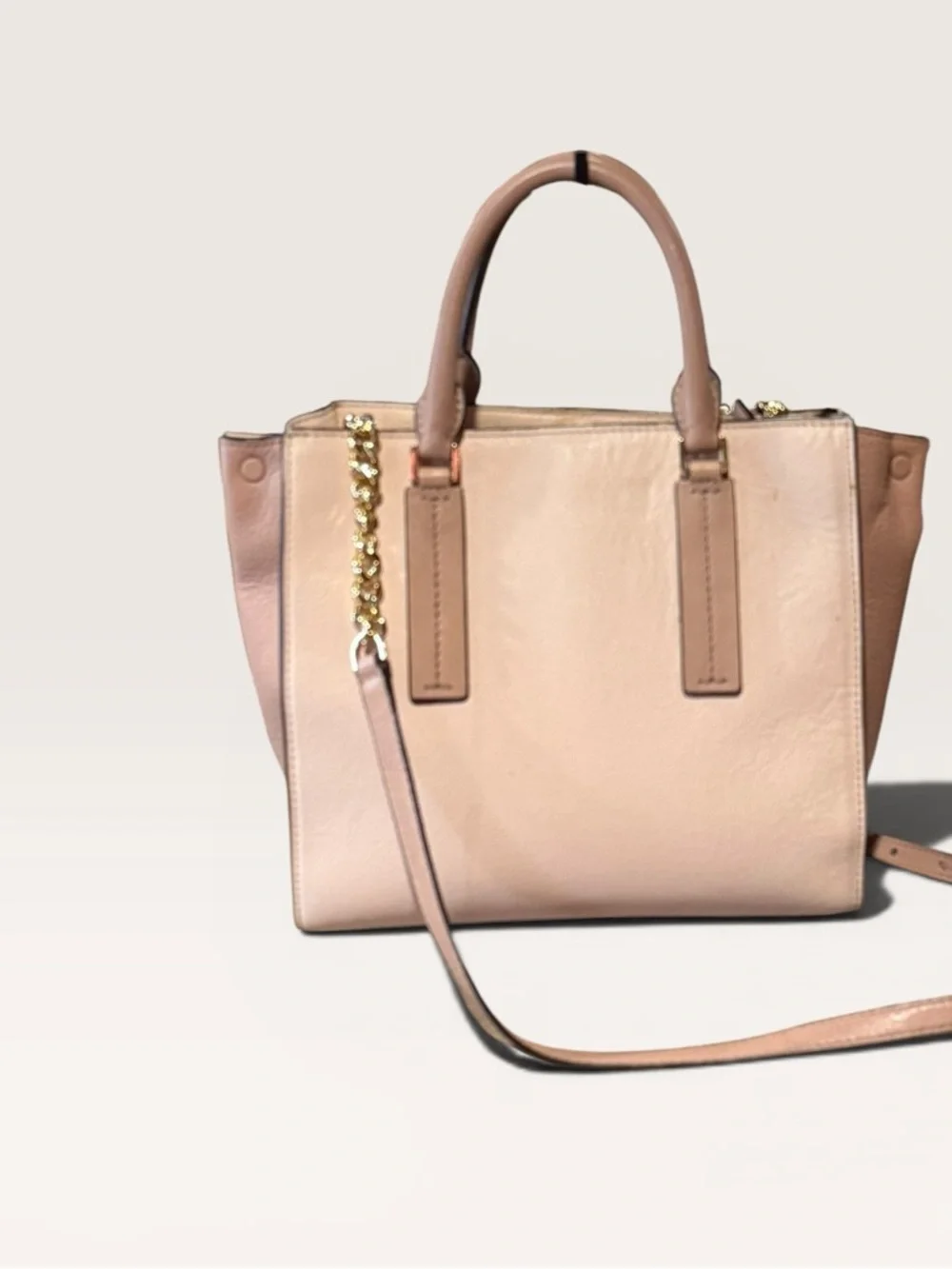 Michael Kors Two-Piece Set: Tri-Tone Leather Satchel & Large Wristlet Pouch